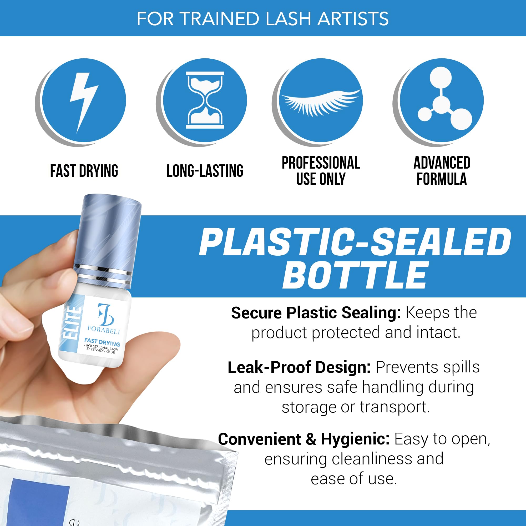 Professional lash artist applies Forabeli Elite glue for rapid placement