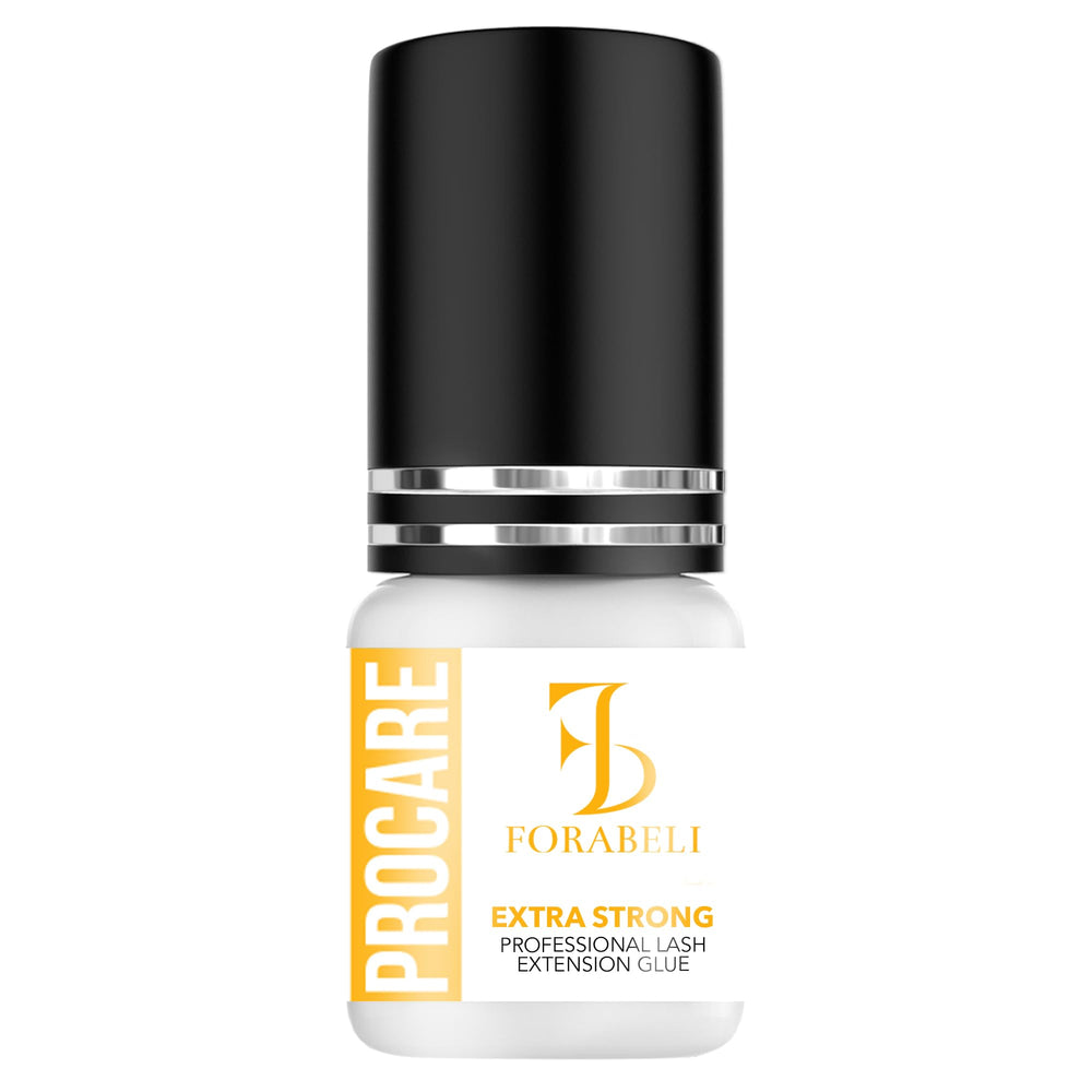 Forabeli Pro Care eyelash extension glue bottle ready for precise professional application.