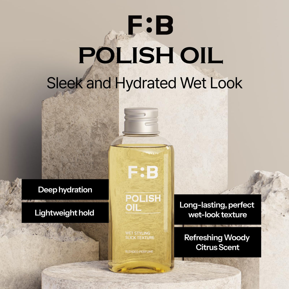 Forbeaut Wet Hair Polish Oil texture close-up showing deep hydration and gloss