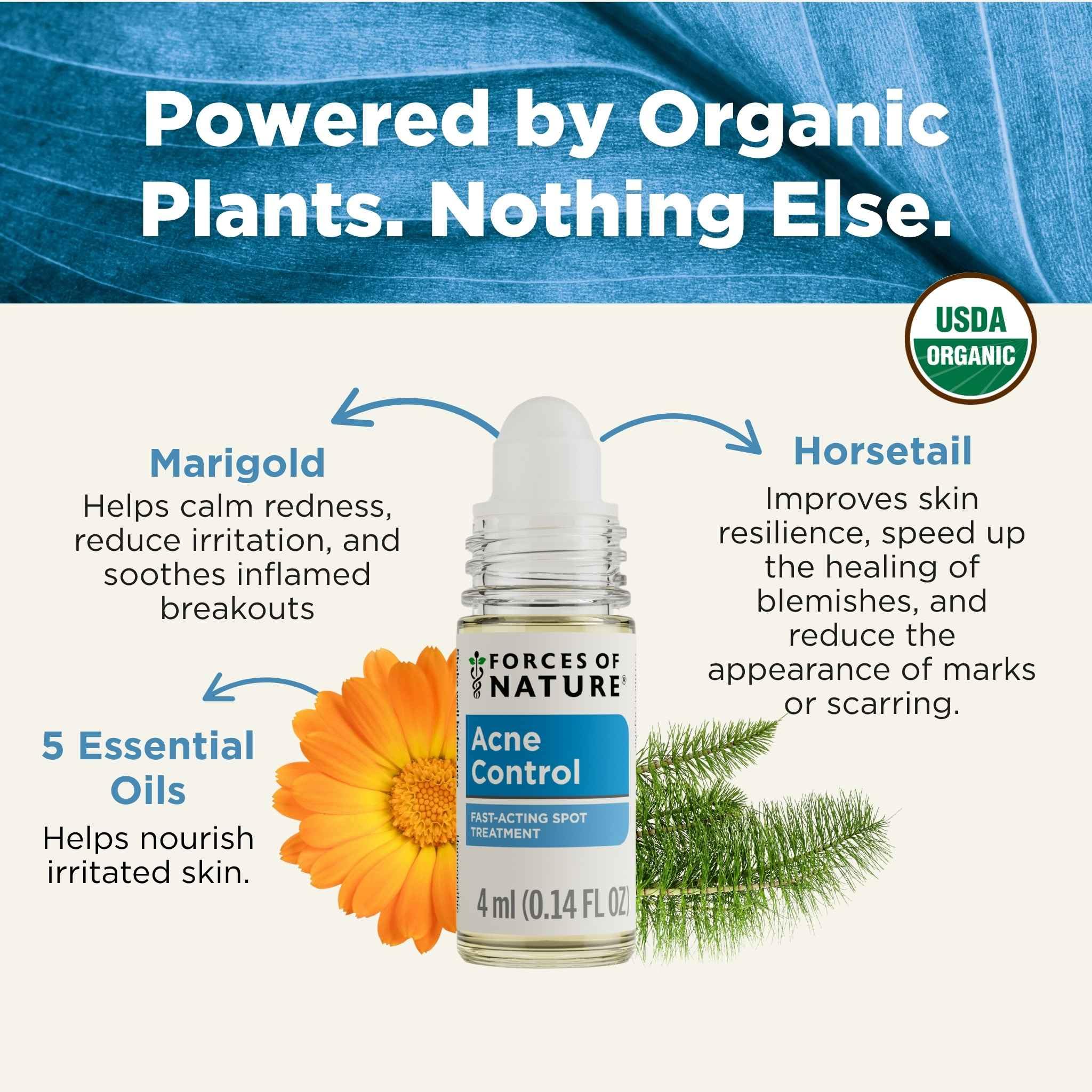 Forces of Nature cruelty-free logo on packaging signals ethical skincare.