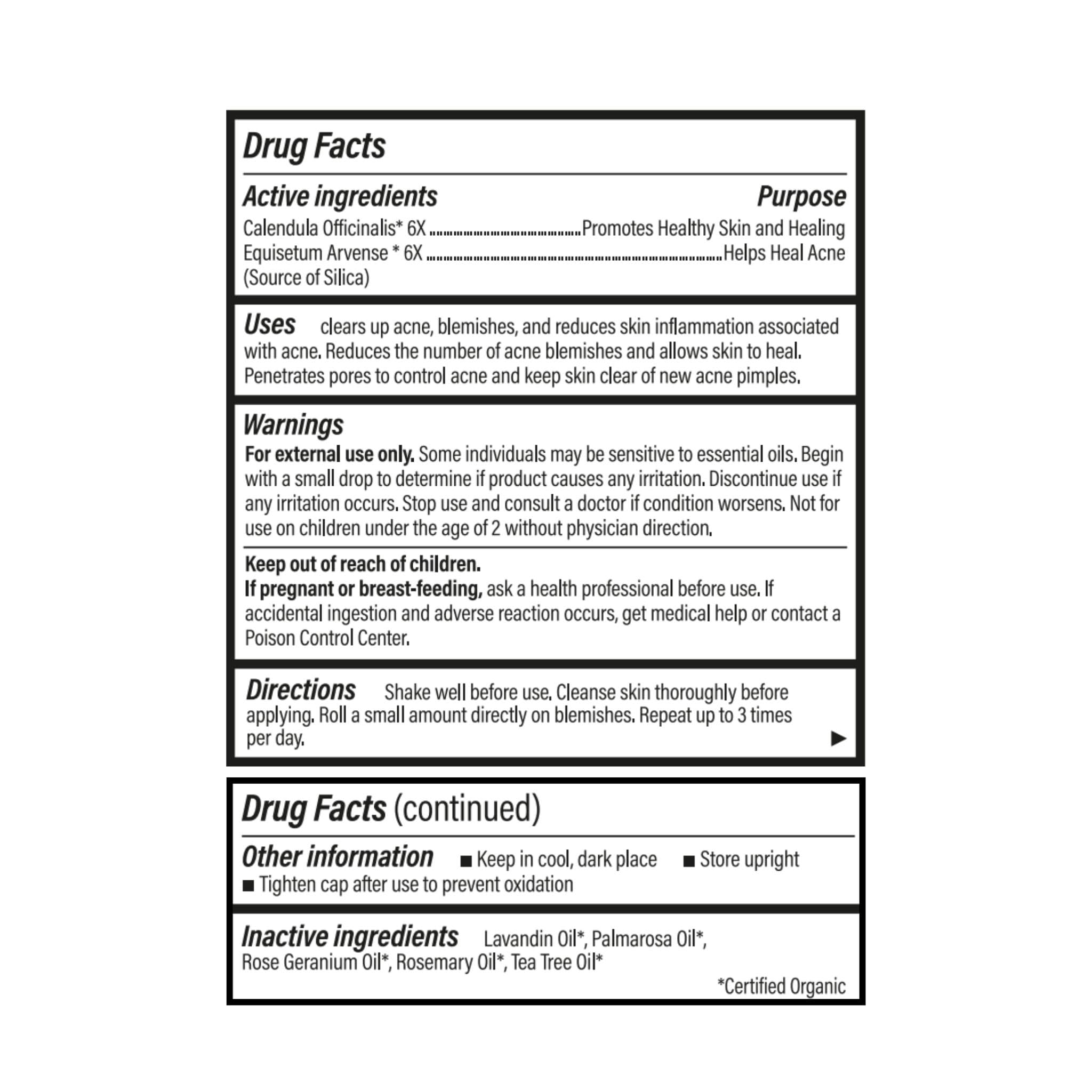 Forces of Nature organic ingredients label highlights purity and clean formula.