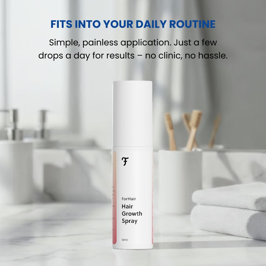 ForHair formula demonstrating hormone-free topical treatment on scalp.