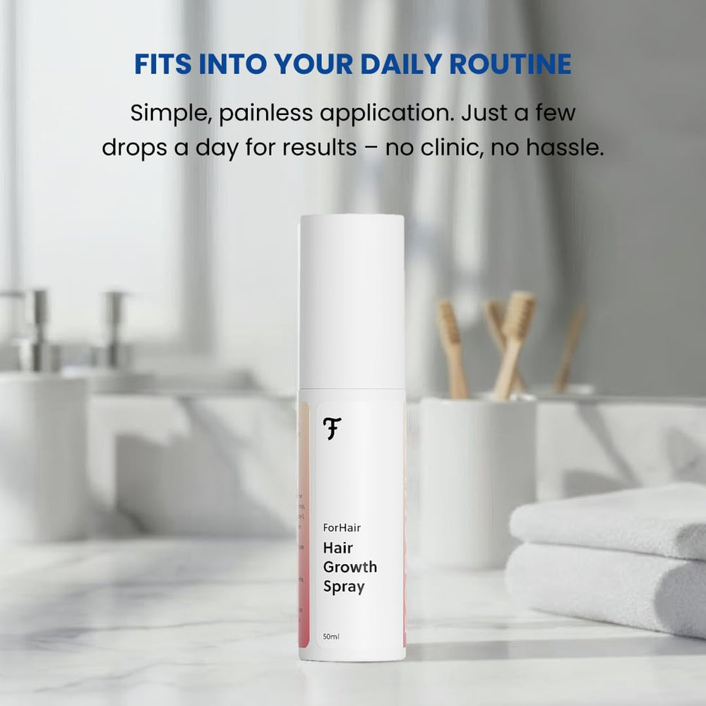 ForHair formula demonstrating hormone-free topical treatment on scalp.
