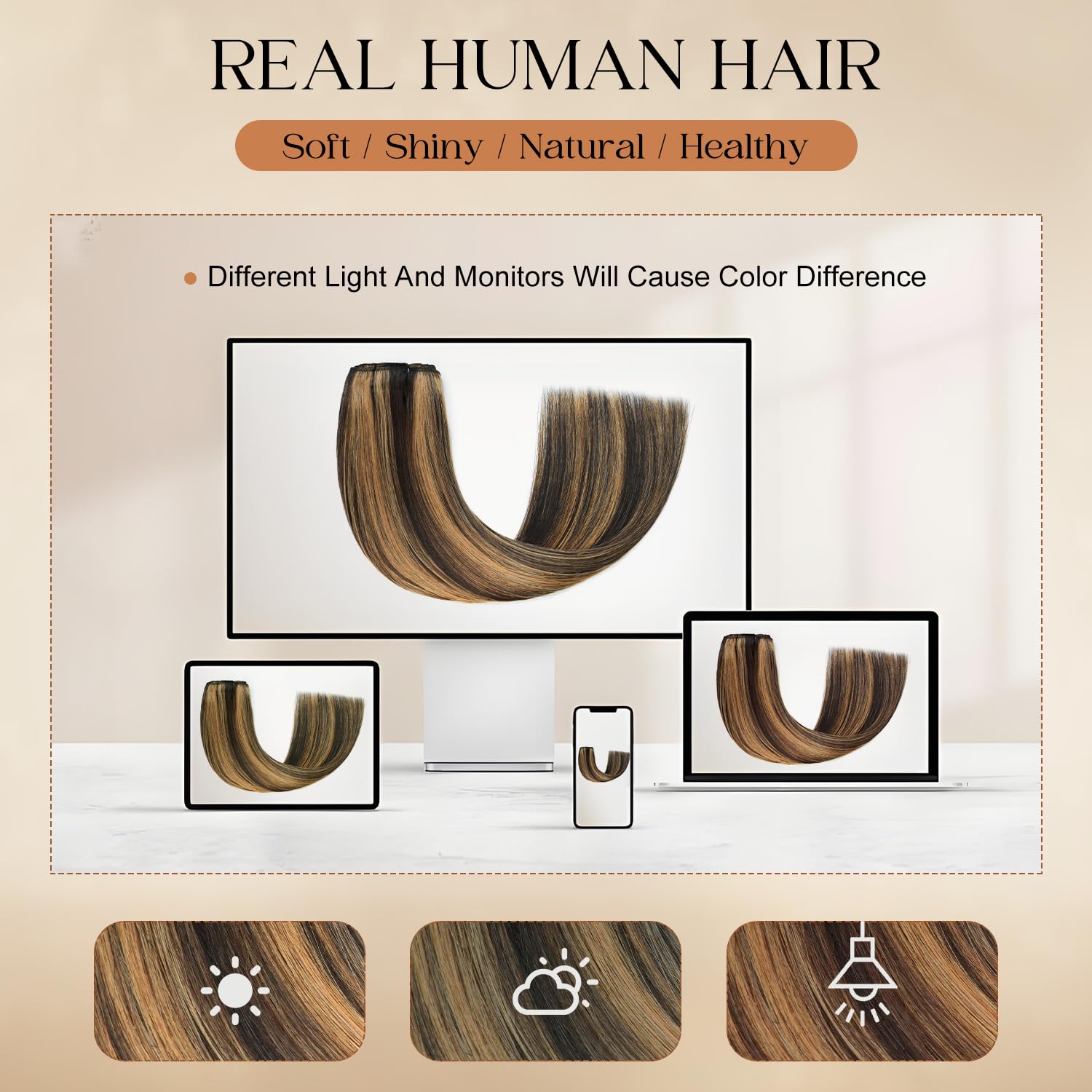 Forede balayage dark brown color-matching clip-ins offer versatile looks.