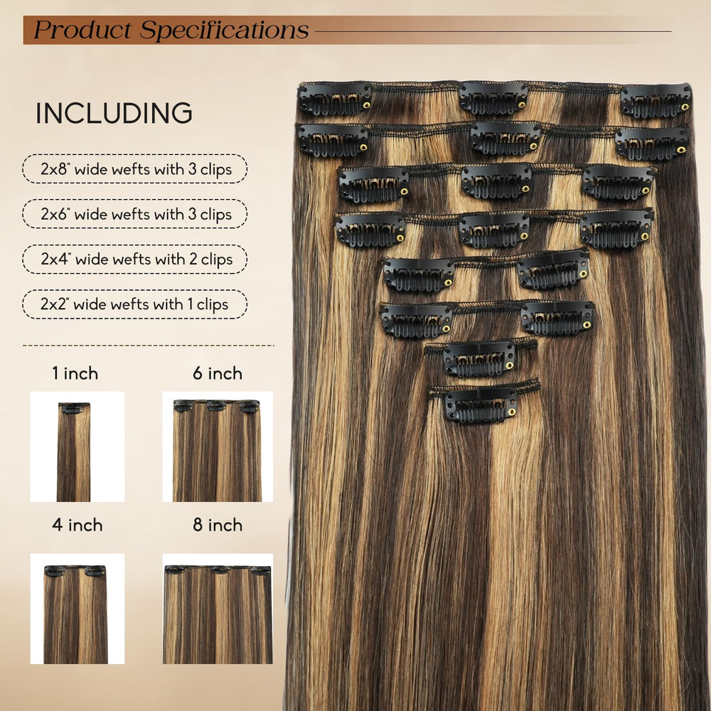 Forede Remy human hair clip-ins with soft rubber clips protect your scalp while styling.