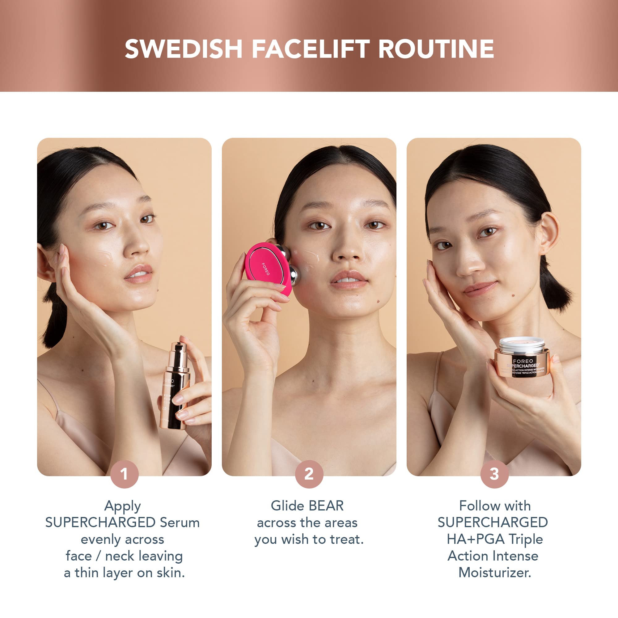 FOREO Age-Defying Bear bundle with two conductive serums for enhanced conductivity.