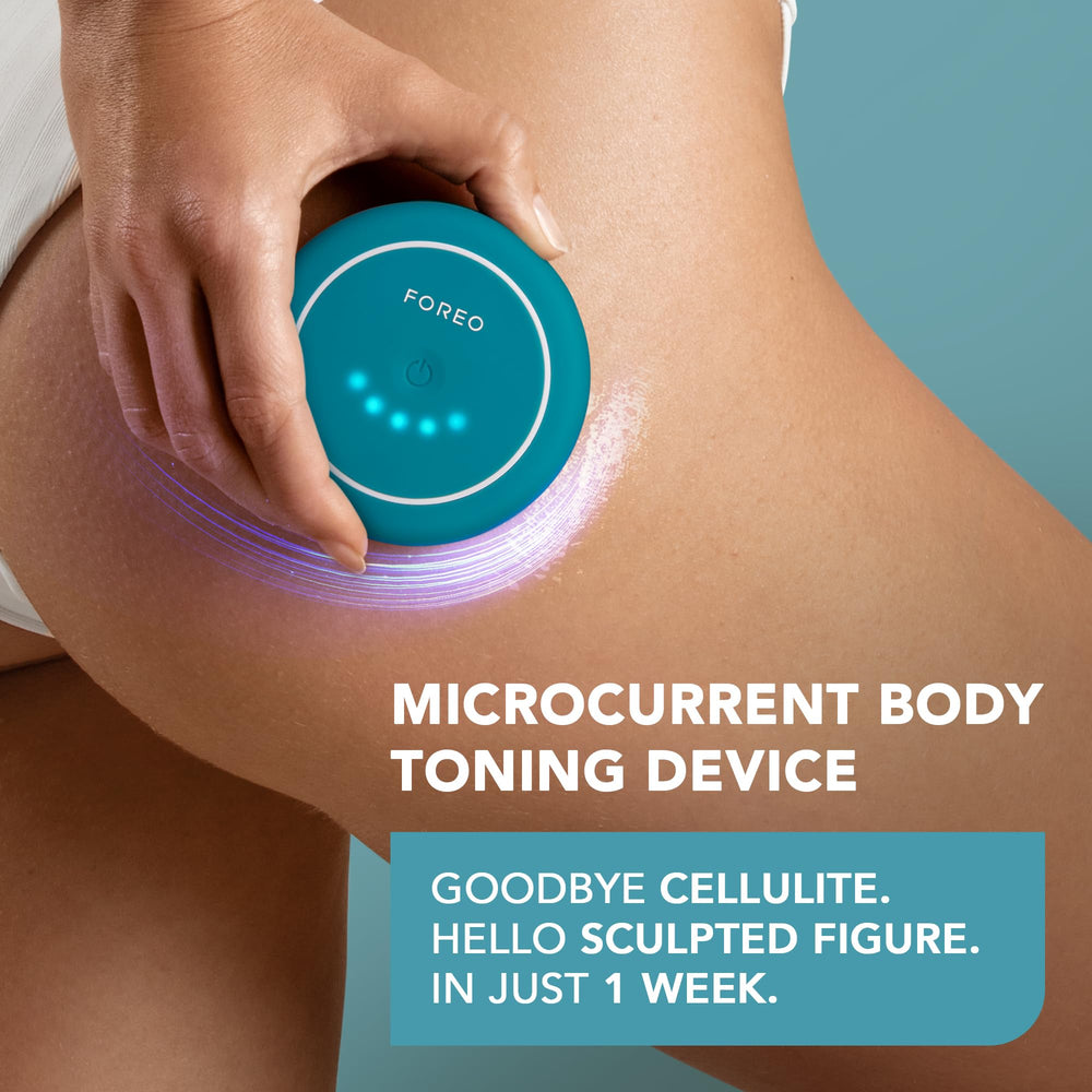 FOREO BEAR 2 body targets thigh area to reduce dimples and improve texture.