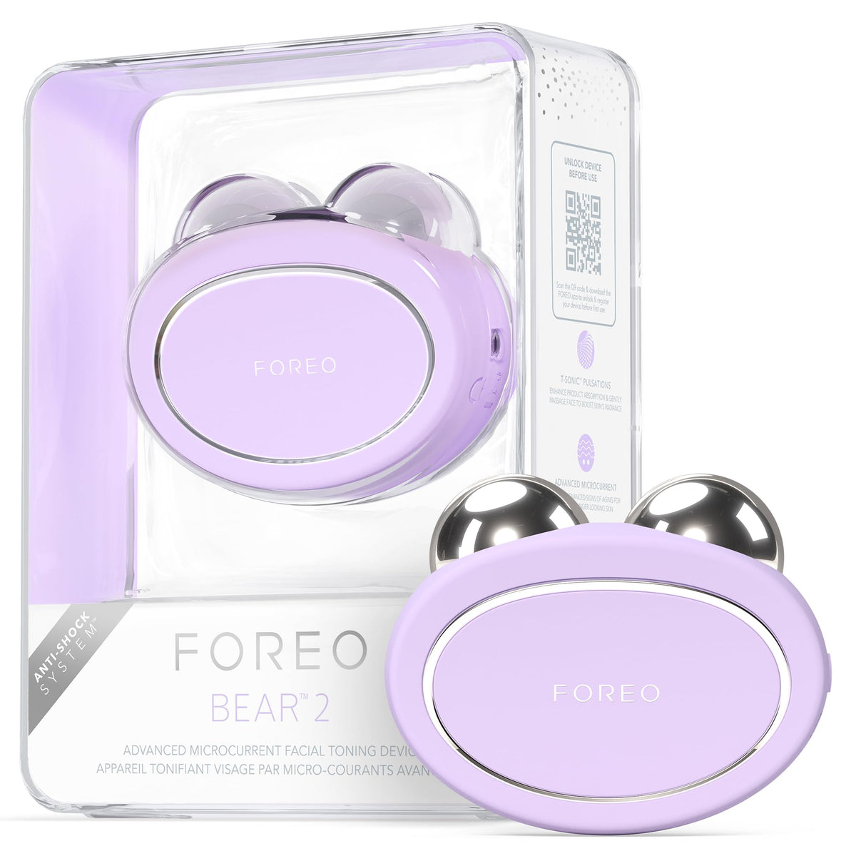 FOREO Bear 2 device on the face for targeted toning and lifting.