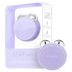 FOREO Bear mini lavender device close-up for travel-friendly toning.