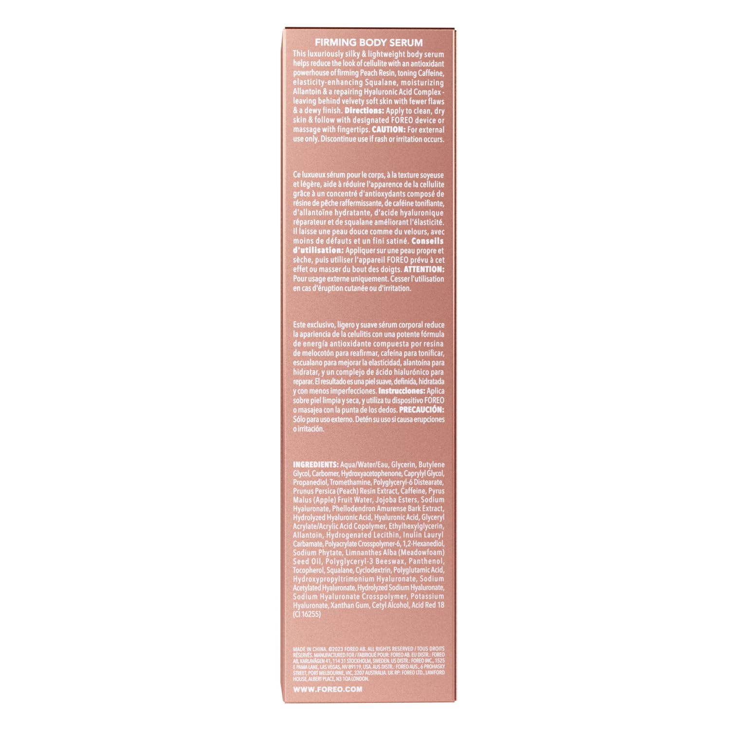 FOREO Bottle and dispense detail emphasizes easy daily skincare routine.