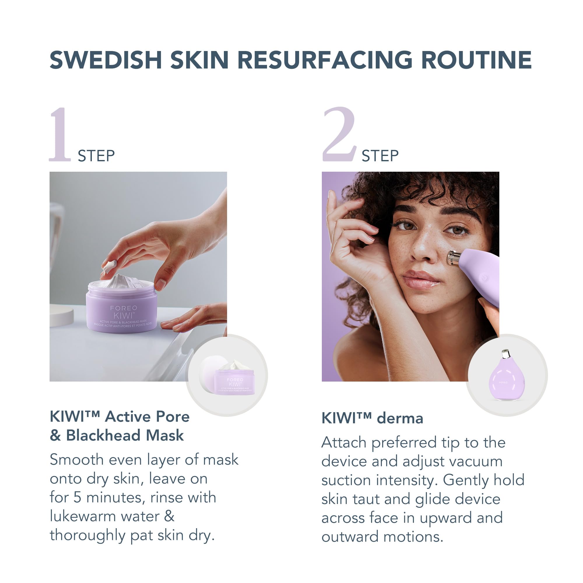 FOREO KIWI blackhead vacuum suction cleanses pores for smoother skin