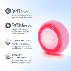 FOREO UFO 3 cooling depuff mode minimizes puffiness and refreshes