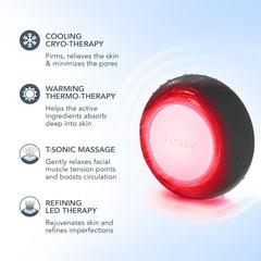 FOREO UFO 3 cooling mode depuffs and tightens pores.
