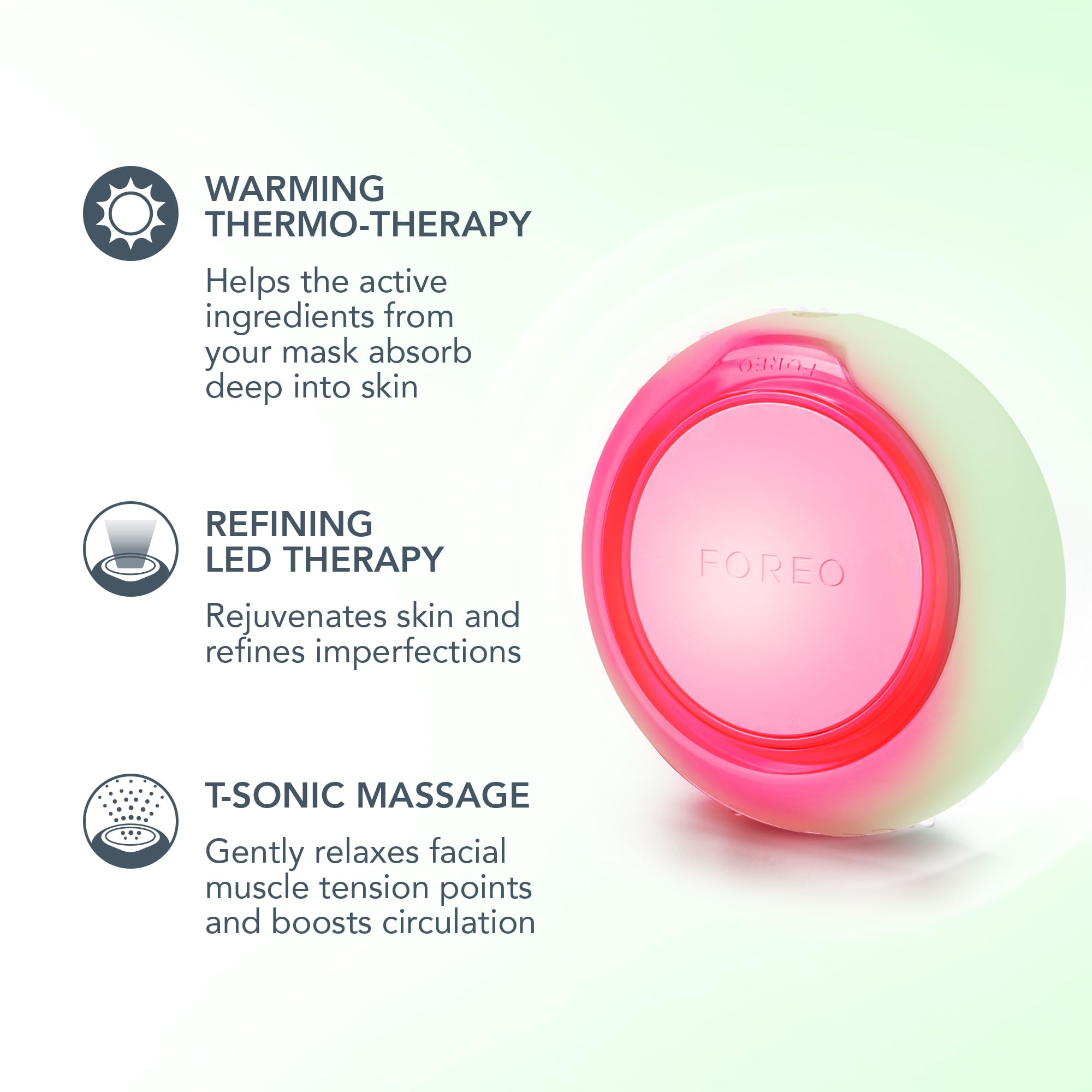 FOREO UFO 3 go LED mask emitting full-spectrum light for radiant skin
