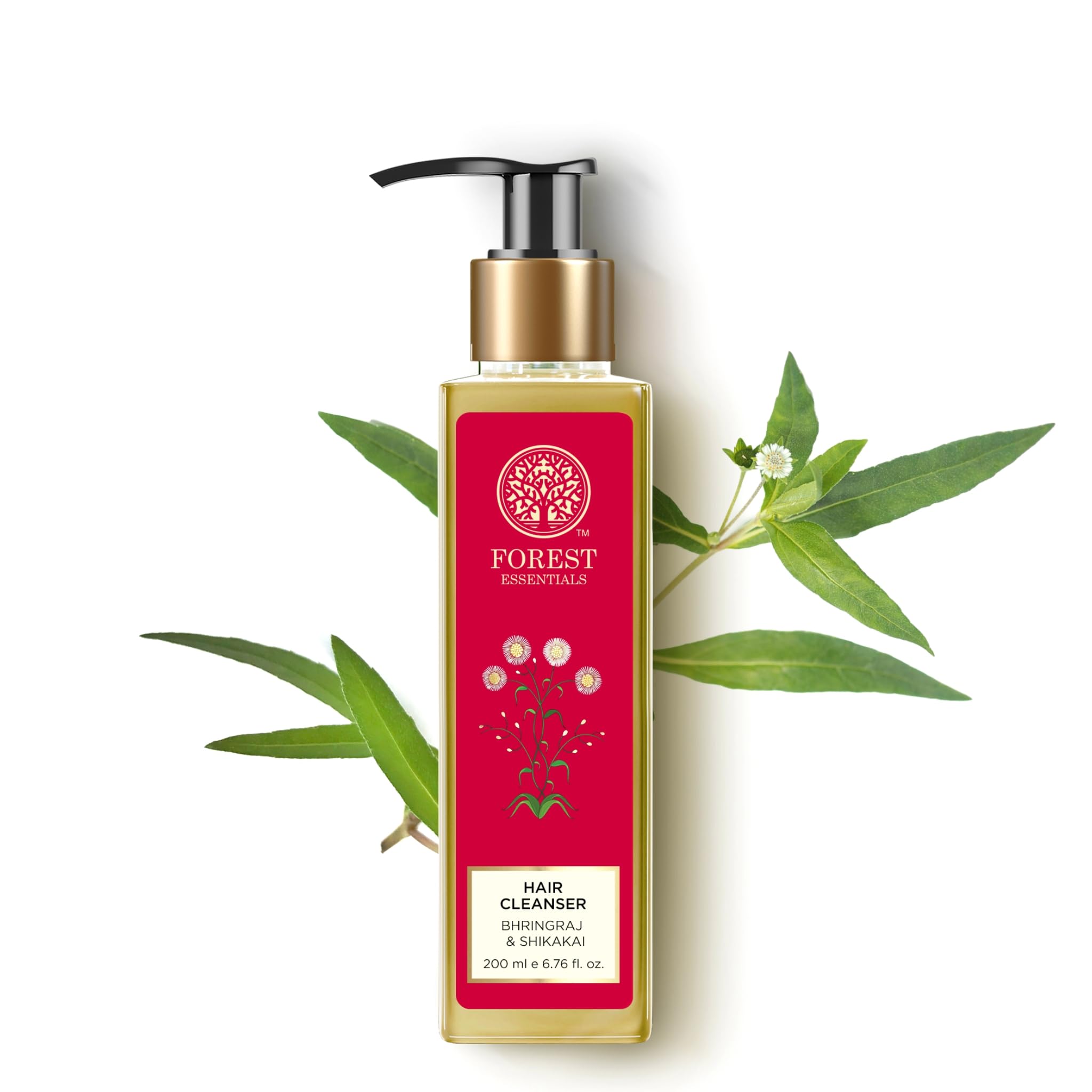 Forest Essentials Hair Cleanser Bhringraj et Shikakai – bouteille 200ml pour un lavage doux.