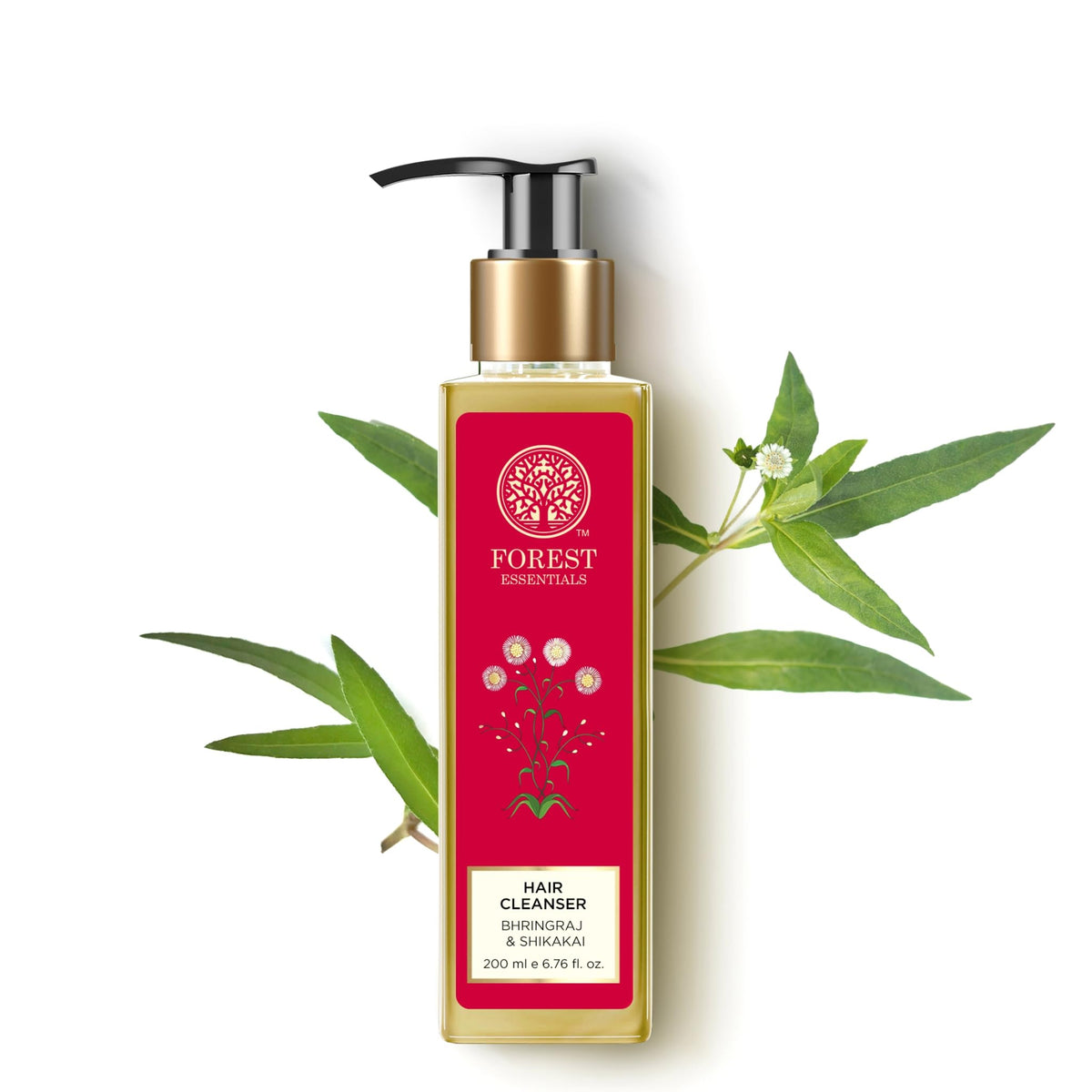 Forest Essentials Hair Cleanser Bhringraj et Shikakai – bouteille 200ml pour un lavage doux.
