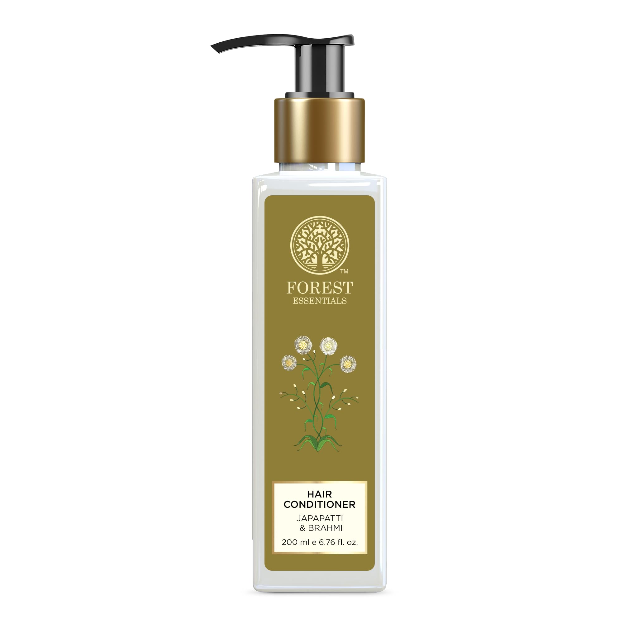 Forest Essentials Japapatti Brahmi conditioner bottle pour for easy application