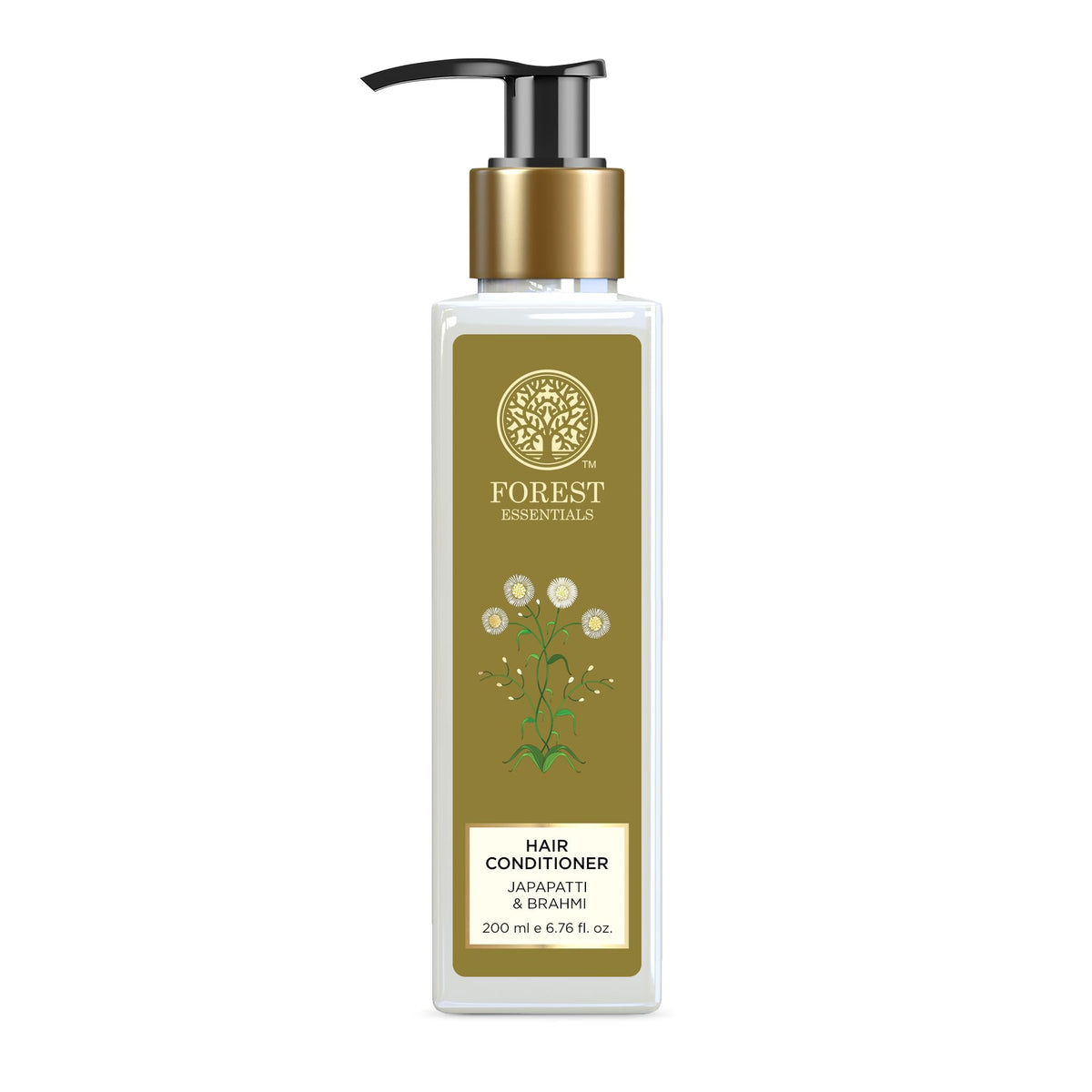 Forest Essentials Japapatti Brahmi conditioner bottle pour for easy application