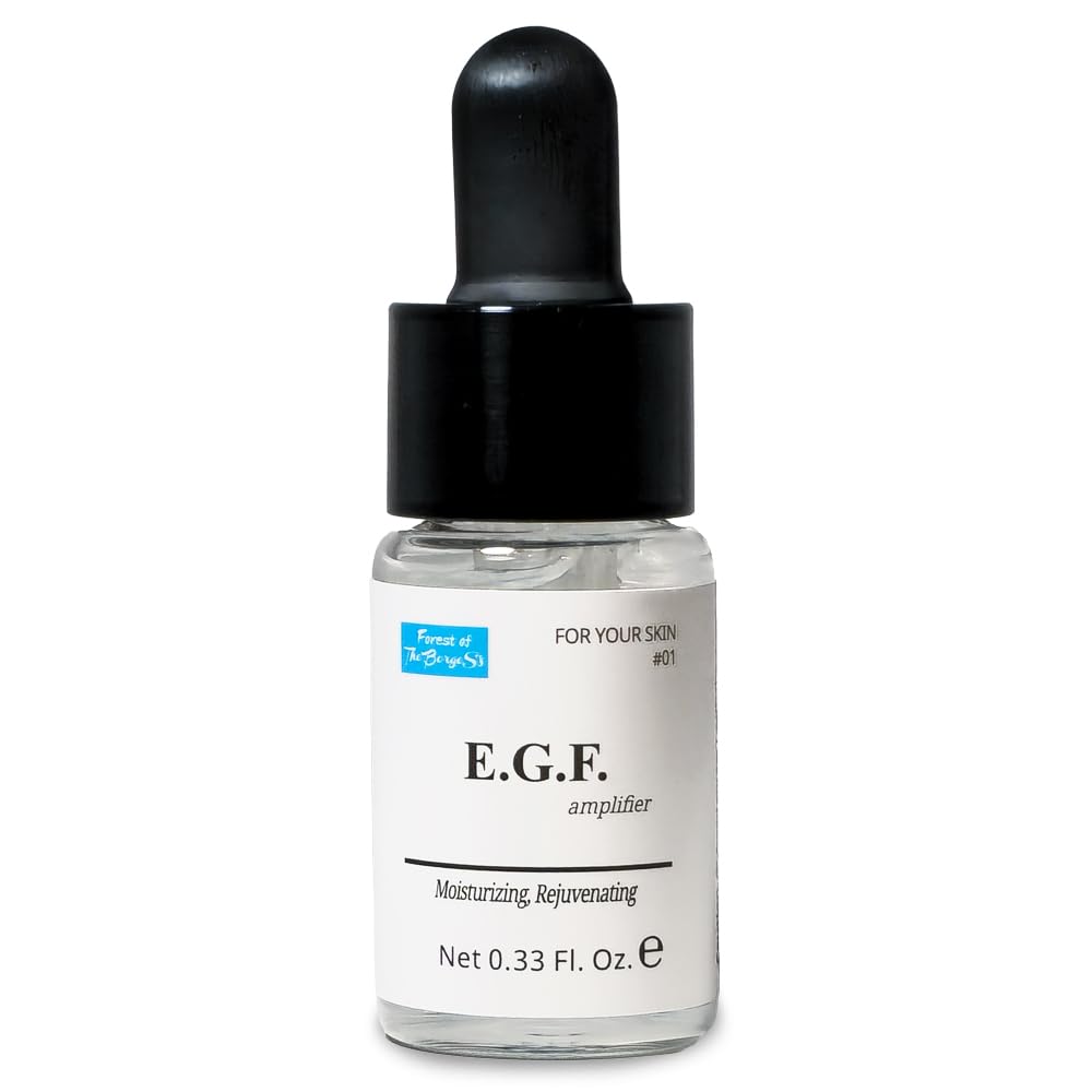FOREST OF THE BORGES'S EGF serum bottle offers a compact daily skincare solution for routine use.
