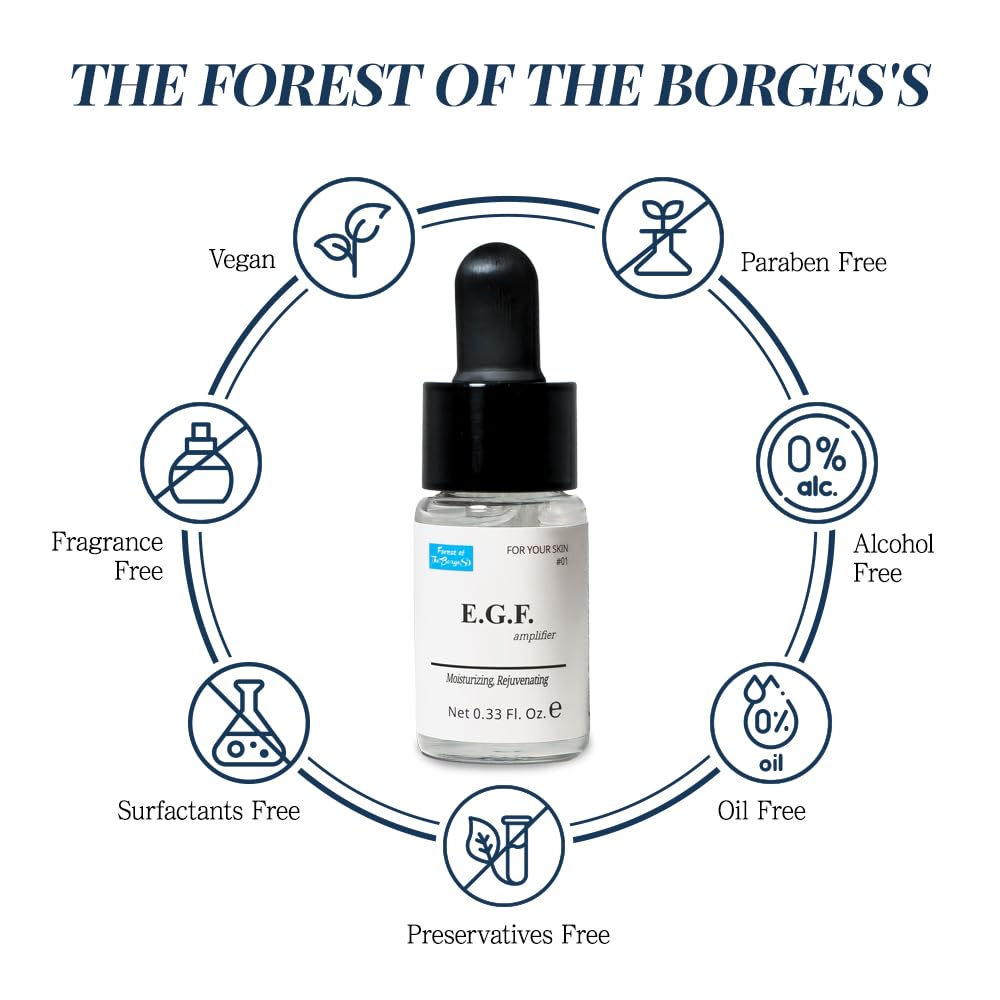 FOREST OF THE BORGES'S EGF serum packaging emphasizes durable, travel-friendly design.