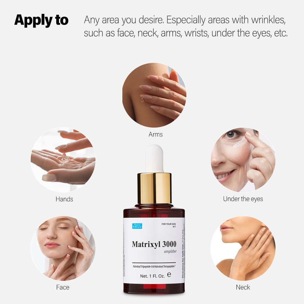 Under-eye area application with Matrixyl 3000 Amplifier Serum for gentle care.