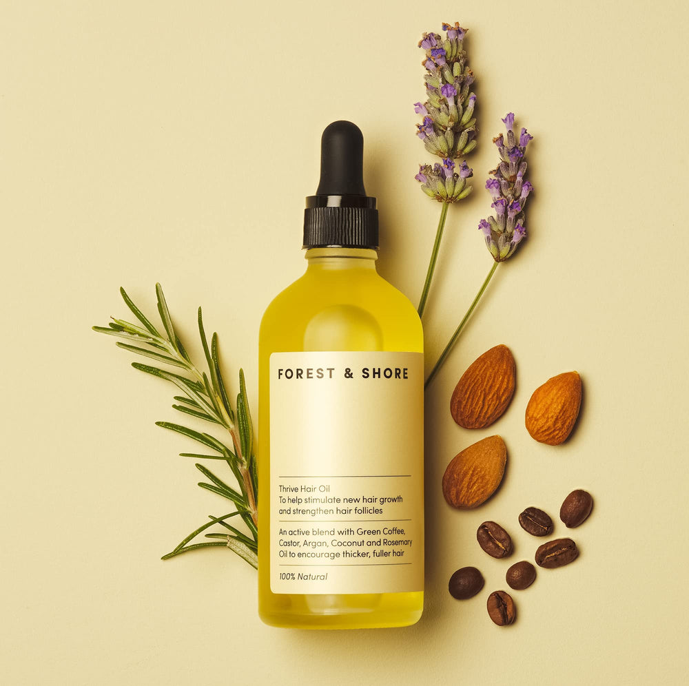 Forest & Shore packaging box shown for a premium natural hair care product.