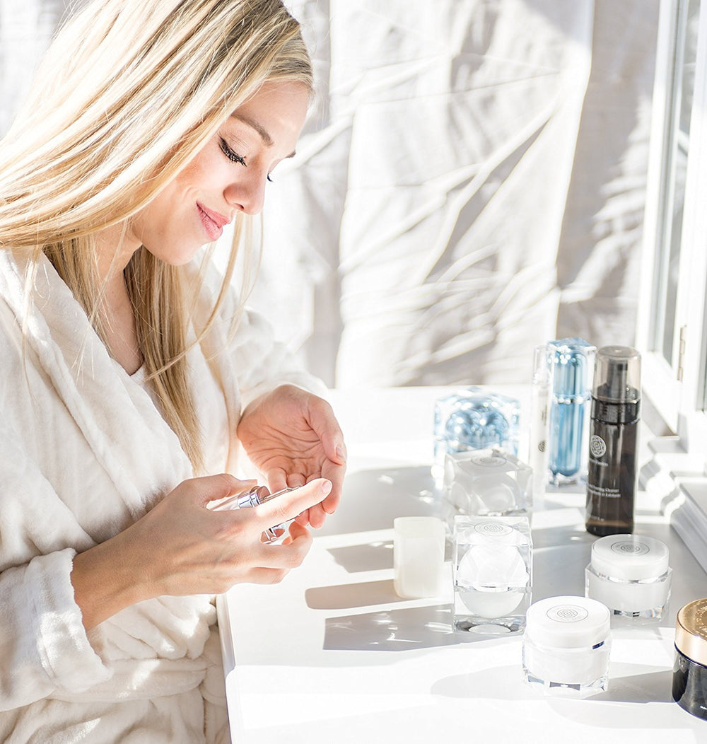 Forever Flawless cleanser lather forming on skin during wash