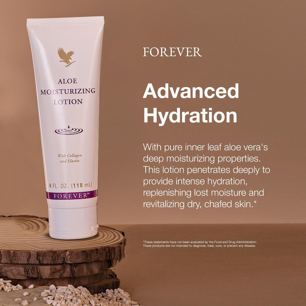 Forever Living Aloe Moisturizing Lotion hands-application targets dry patches.