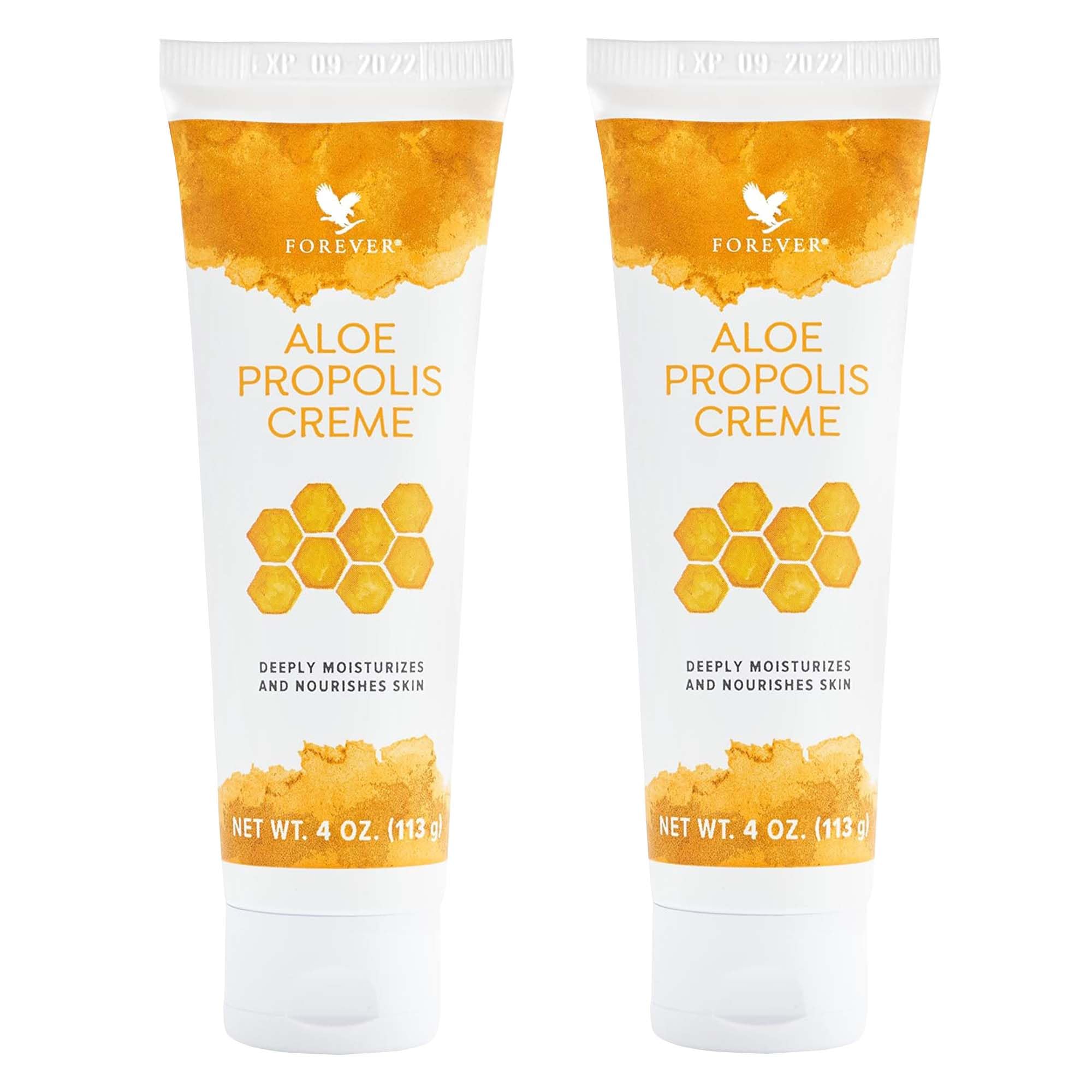 Forever Living Aloe Propolis Creme jar closeup showing creamy texture for nourishing skin