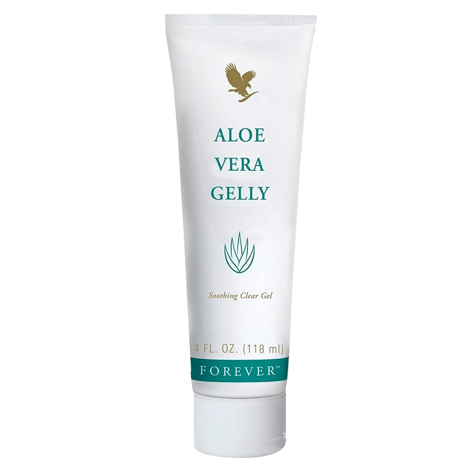 Forever Living Aloe Vera Gelly bottle close-up showing quick-absorbing moisture.