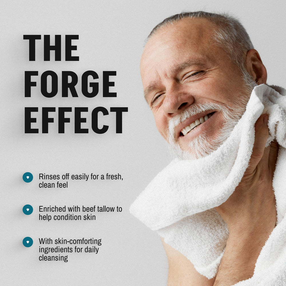 Forge Skin Beef Tallow Face Wash daily cleansing for clean pores.