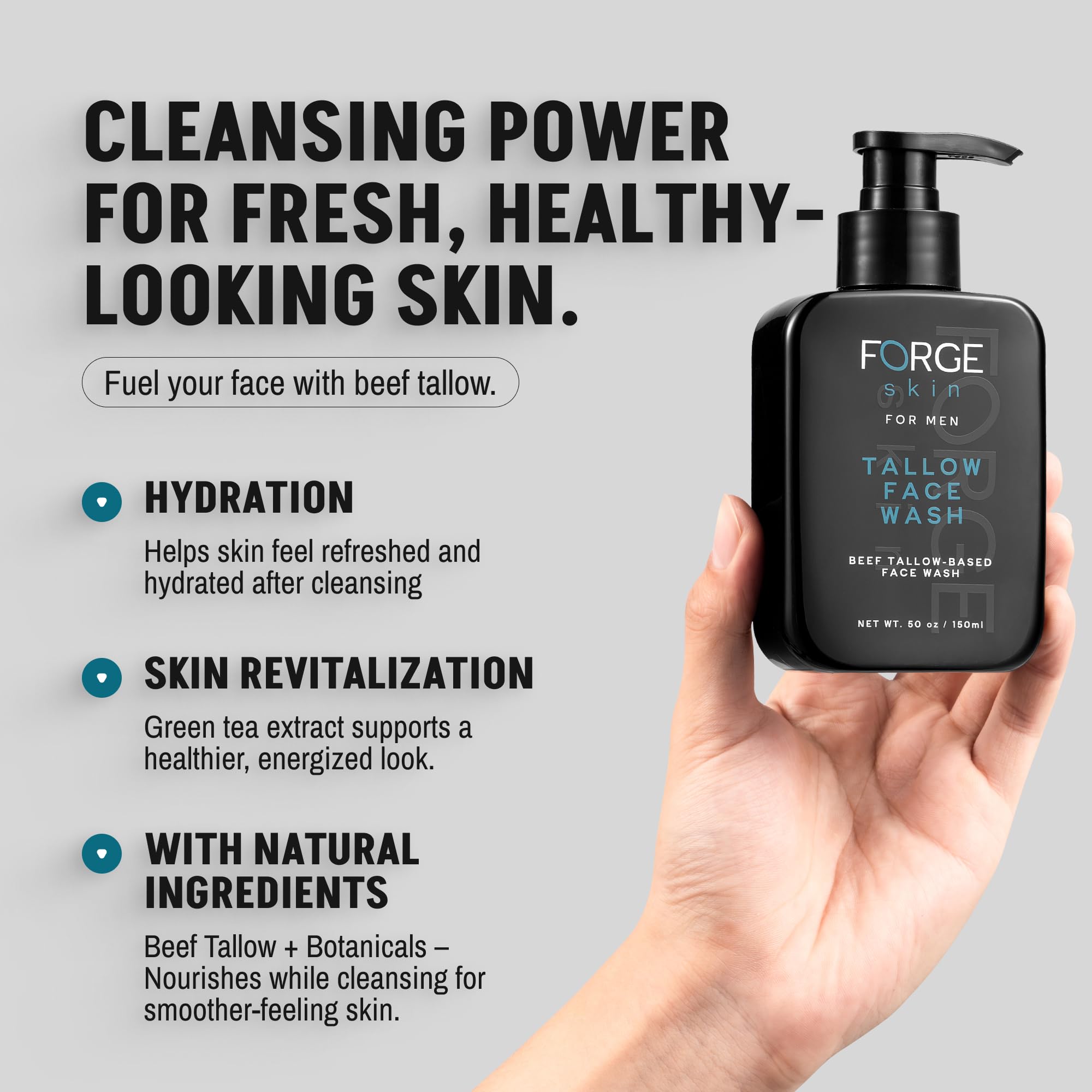 Forge Skin Beef Tallow Face Wash foam-lather shows gentle cleansing.