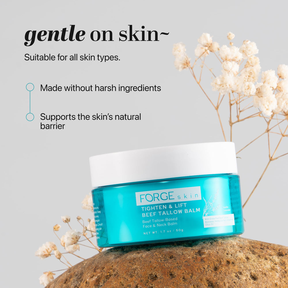 Day and night routine concept with Forge Skin Tighten & Lift Balm for consistent hydration