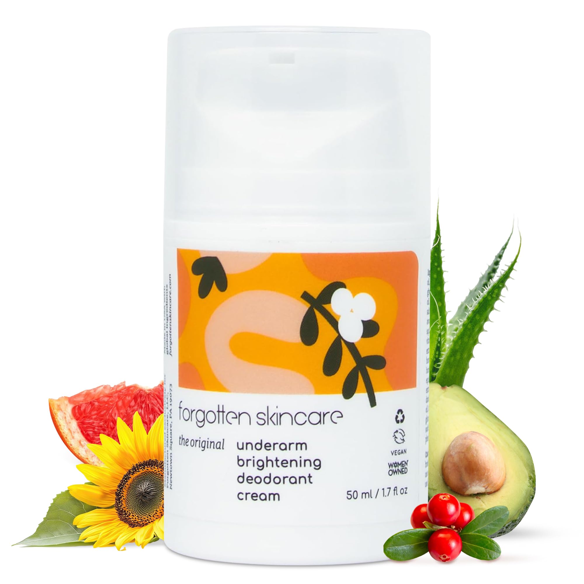 Forgotten Skincare Original Underarm Brightening Cream bottle pump for precise application