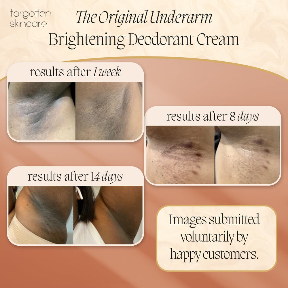 Forgotten Skincare original underarm brightening cream packaging showcases vegan cruelty-free branding