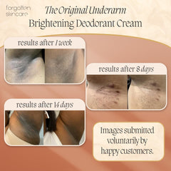 Forgotten Skincare original underarm brightening cream packaging showcases vegan cruelty-free branding