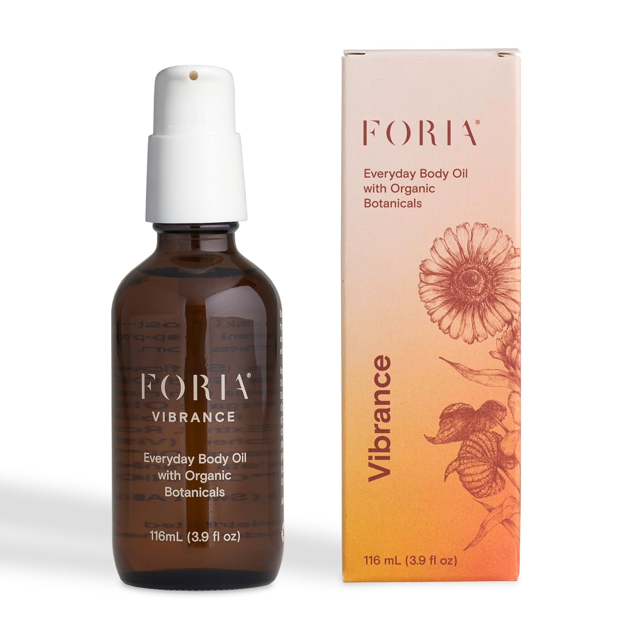FORIA Everyday Body Oil bottle promotes organic hydration for radiant skin