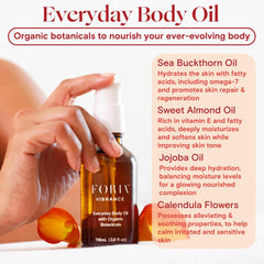 FORIA Everyday Body Oil on hands supports post-shower moisture and softness