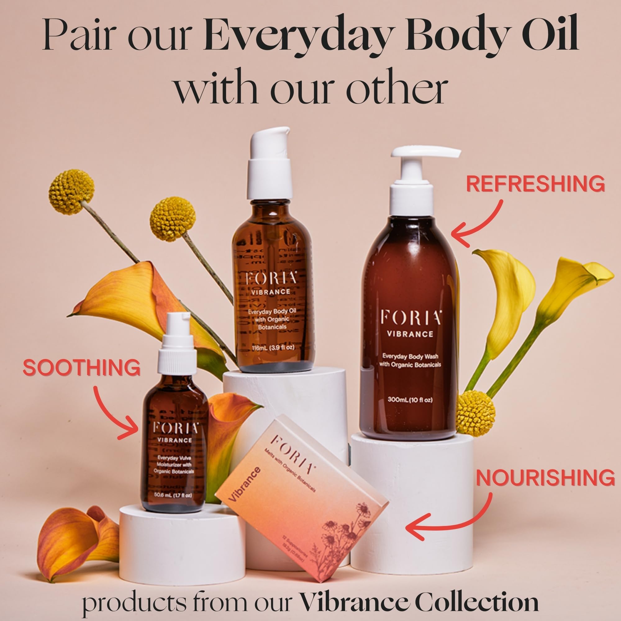 FORIA Everyday Body Oil texture close-up highlights non-greasy finish