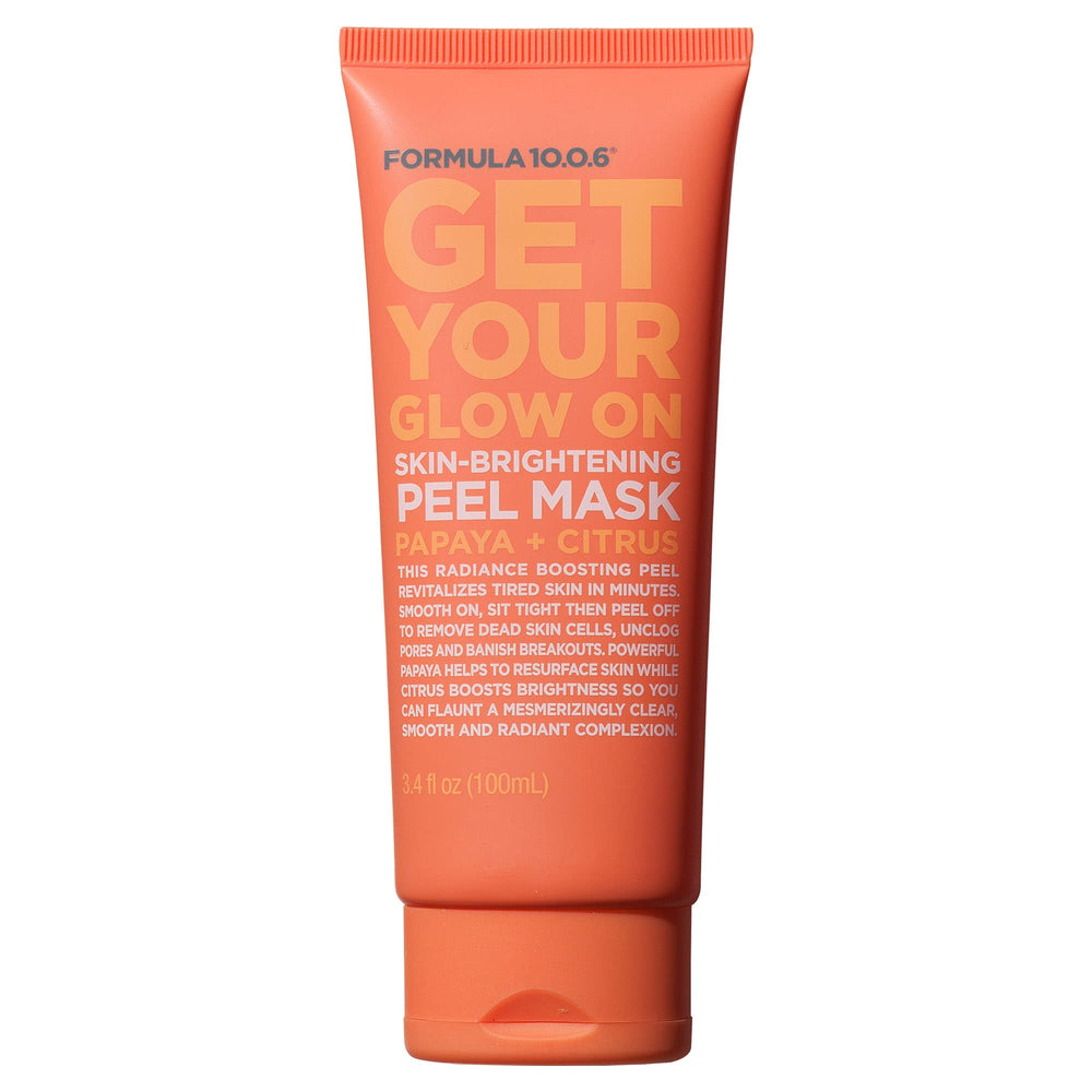 FORMULA 10.0.6 Get Your Glow On peel bottle promotes radiant, refreshed skin.