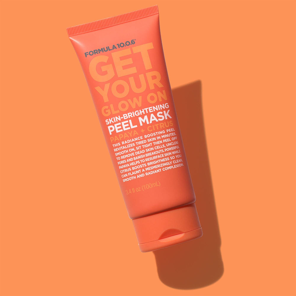FORMULA 10.0.6 Get Your Glow On peel on the face for brighter skin.