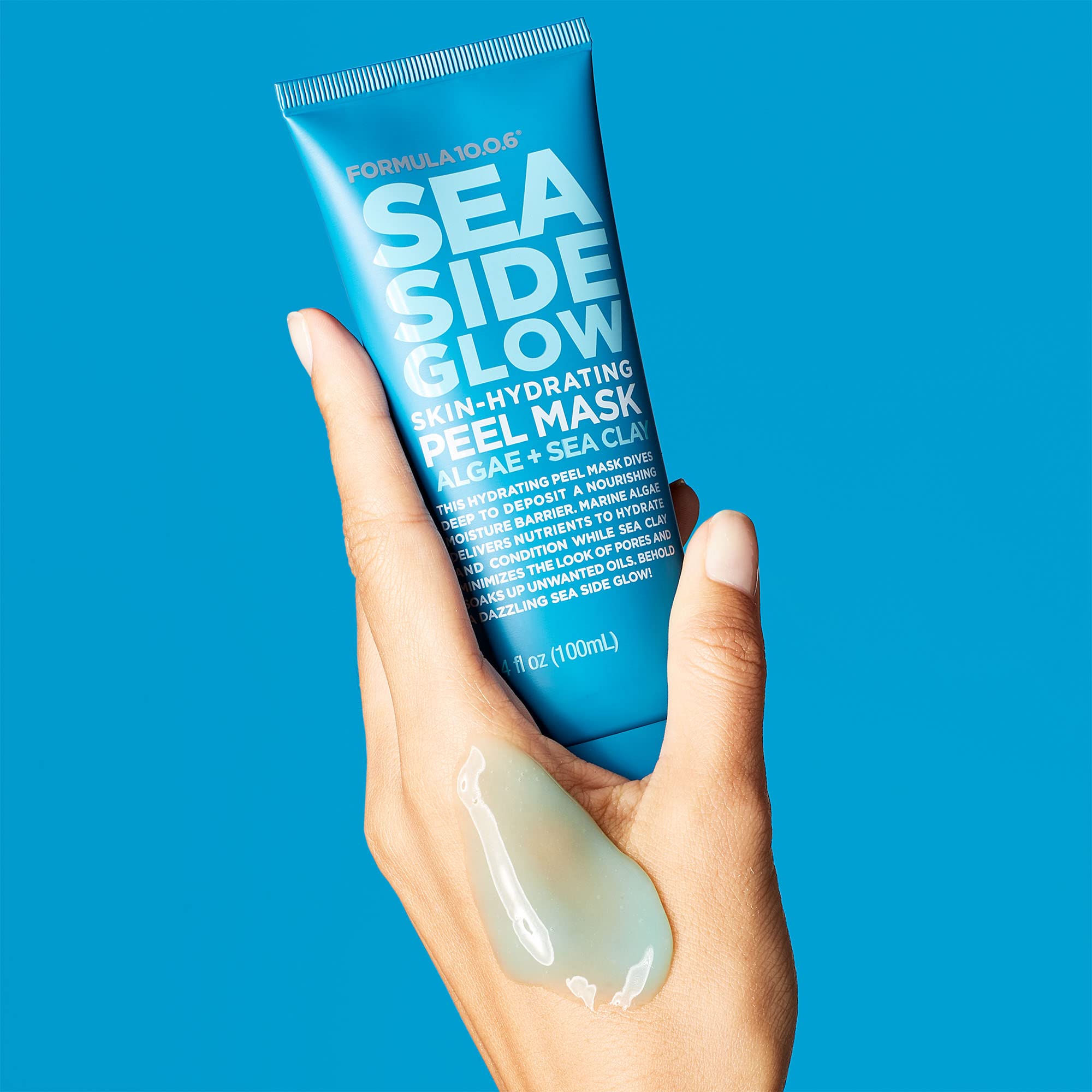 FORMULA 10.0.6 Sea Side Glow clay graphic shows oil absorption and pore care