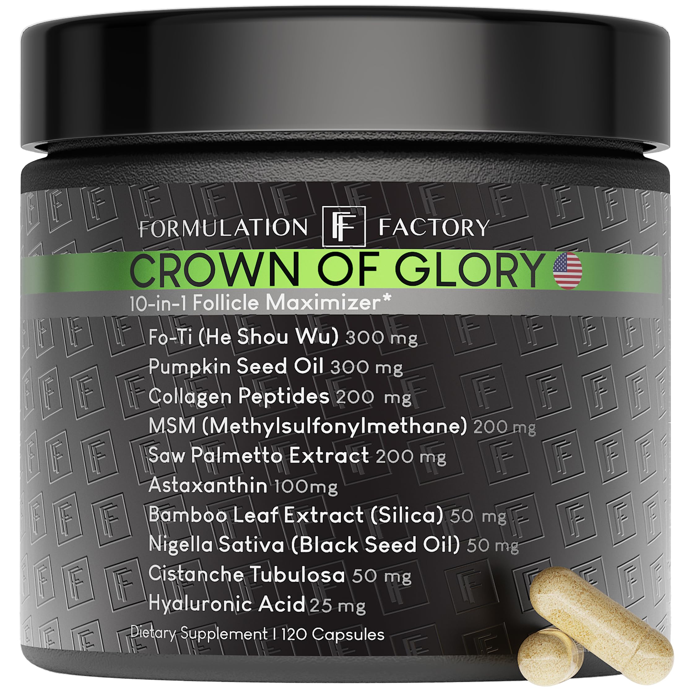 Formulation Factory Crown of Glory bottle front for thicker-looking hair