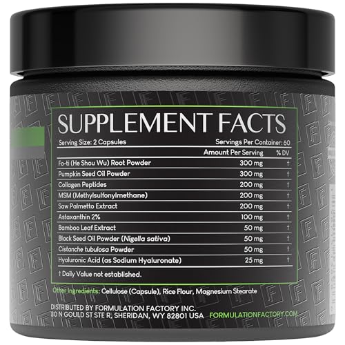 Formulation Factory Crown of Glory capsules closeup highlights daily scalp support