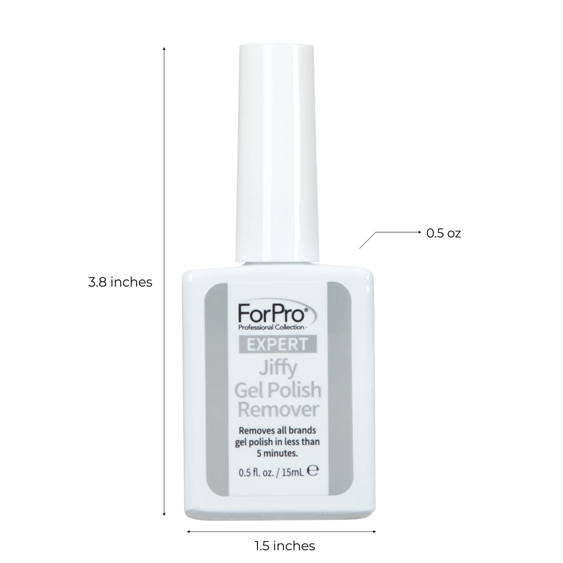 ForPro Expert Jiffy Gel Polish Remover breaks down gel for efficient removal on nails.