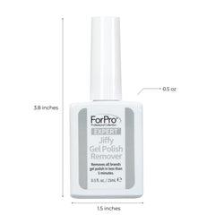 ForPro Expert Jiffy Gel Polish Remover breaks down gel for efficient removal on nails.