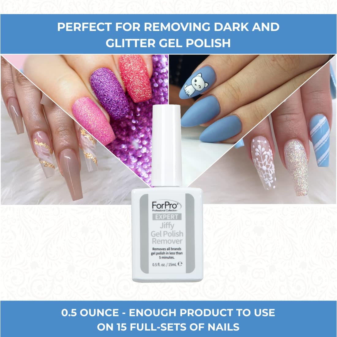 ForPro Expert Jiffy Gel Polish Remover compact 0.5 oz bottle for travel.