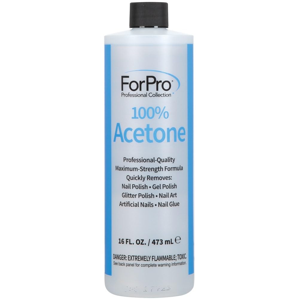 ForPro 100% Pure Acetone bottle ready for fast polish removal at home or in salon