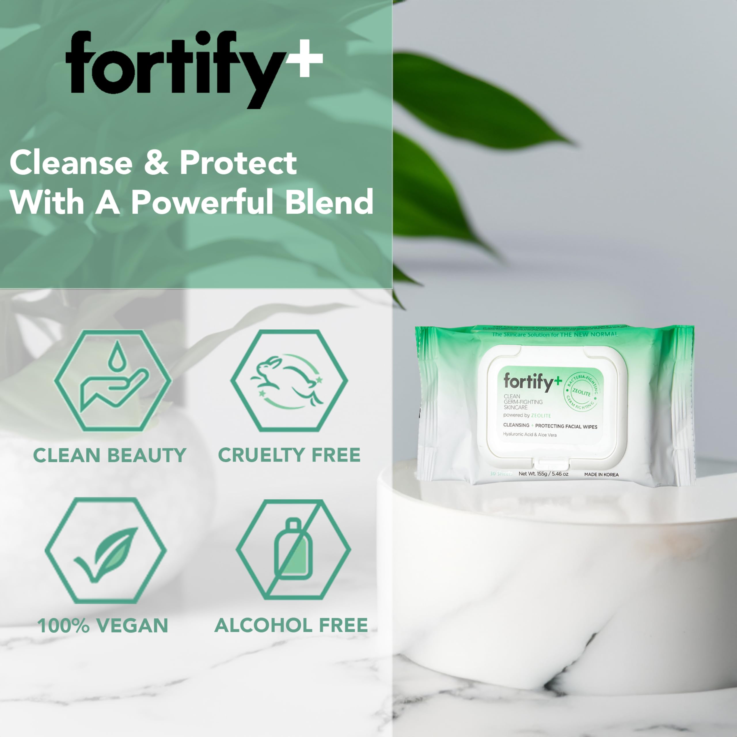 Fortify Skincare Gentle Cleaning wipes offer a soft cleanse without drying.