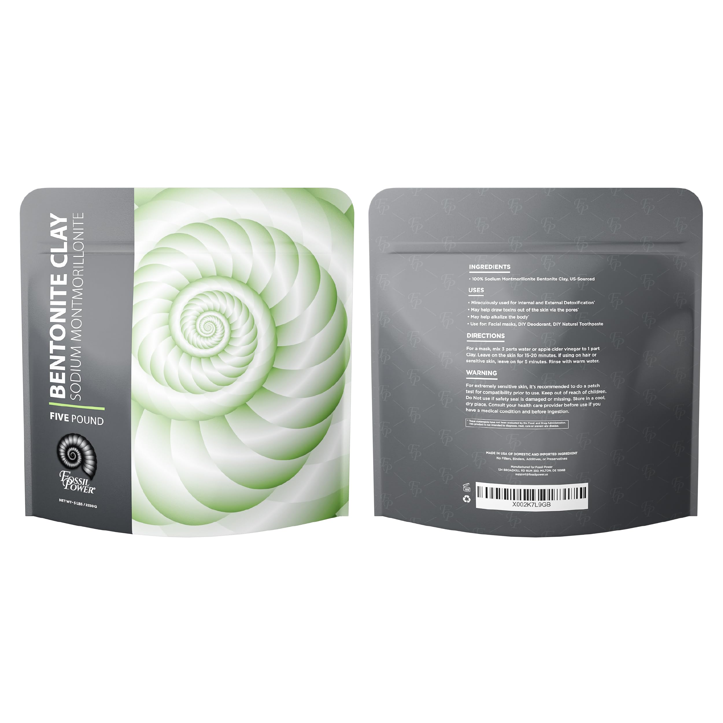 FOSSIL POWER clay for oil control and impurity absorption on skin.